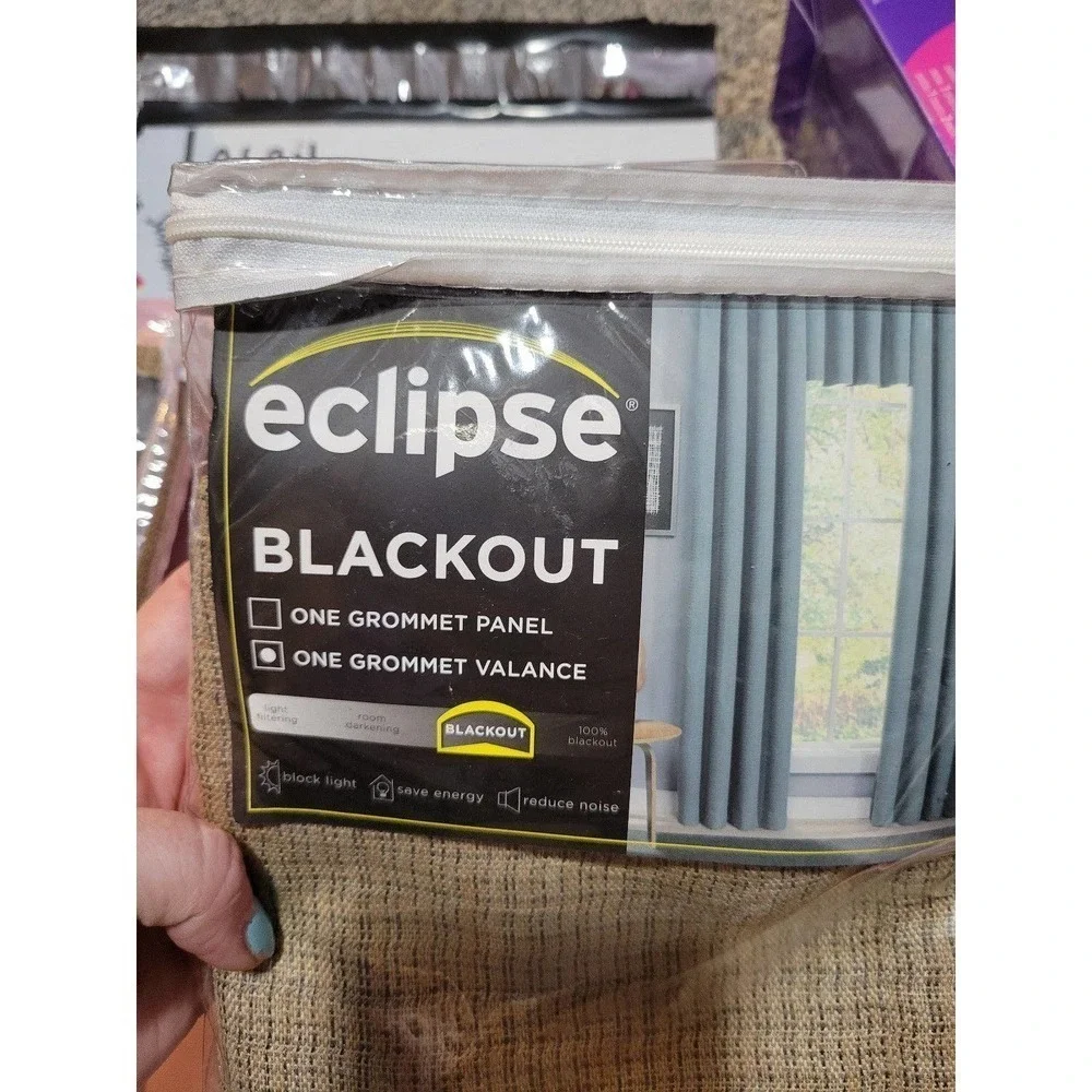 (2) Curtain valance, blackout eclipse, clay